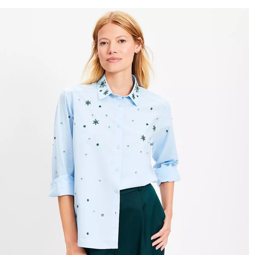 Crystal Poplin Everyday Relaxed Shirt NWT XS